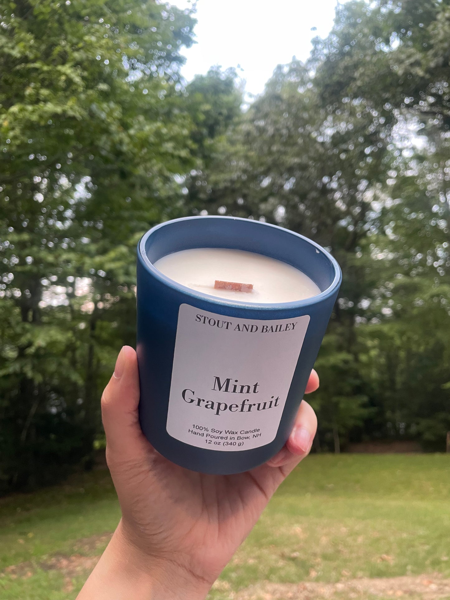 Mint Grapefruit Crackling Wood Wick 12 oz Candle