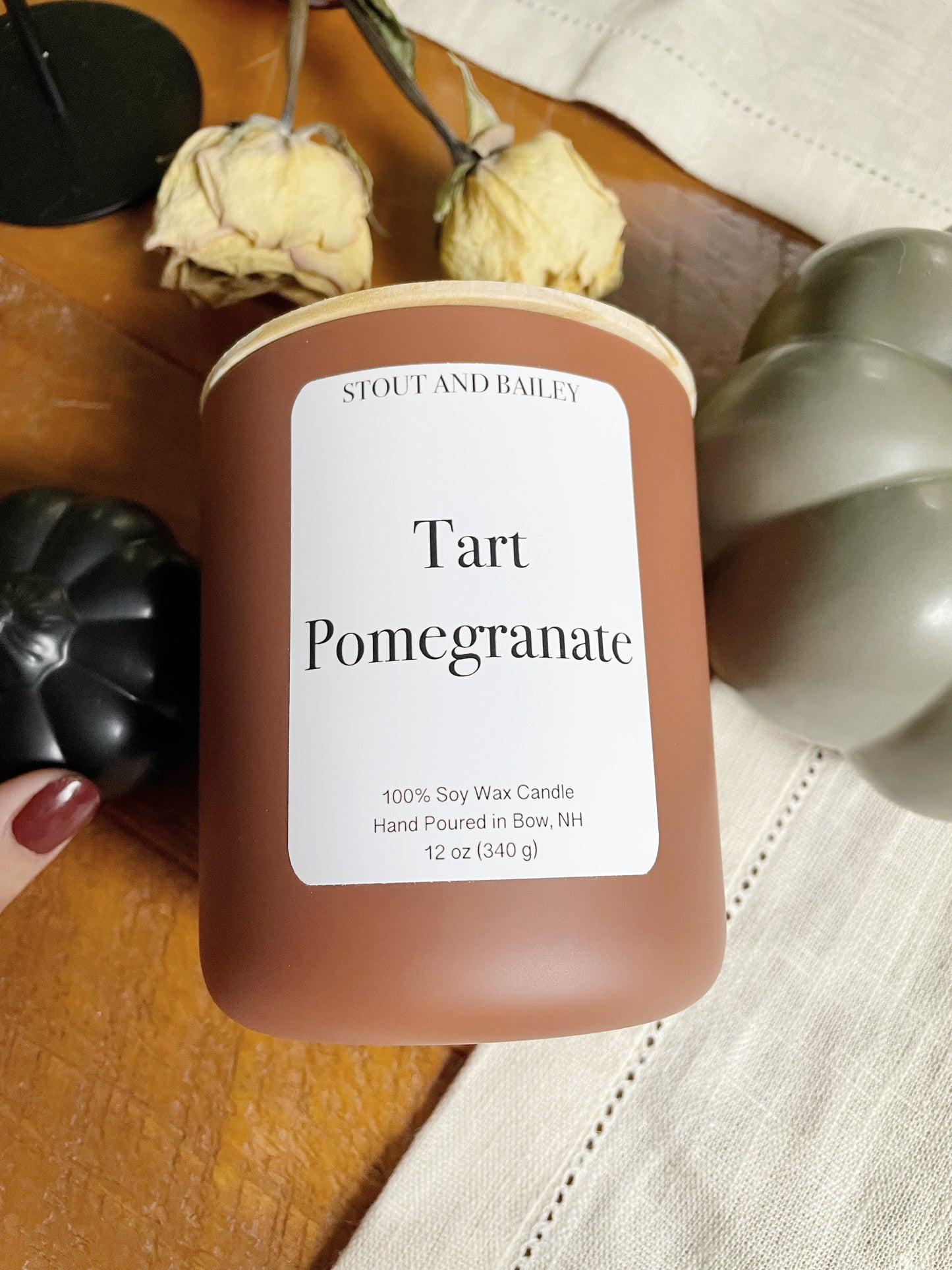 Tart Pomegranate 12 oz Wood Wick Soy Candle