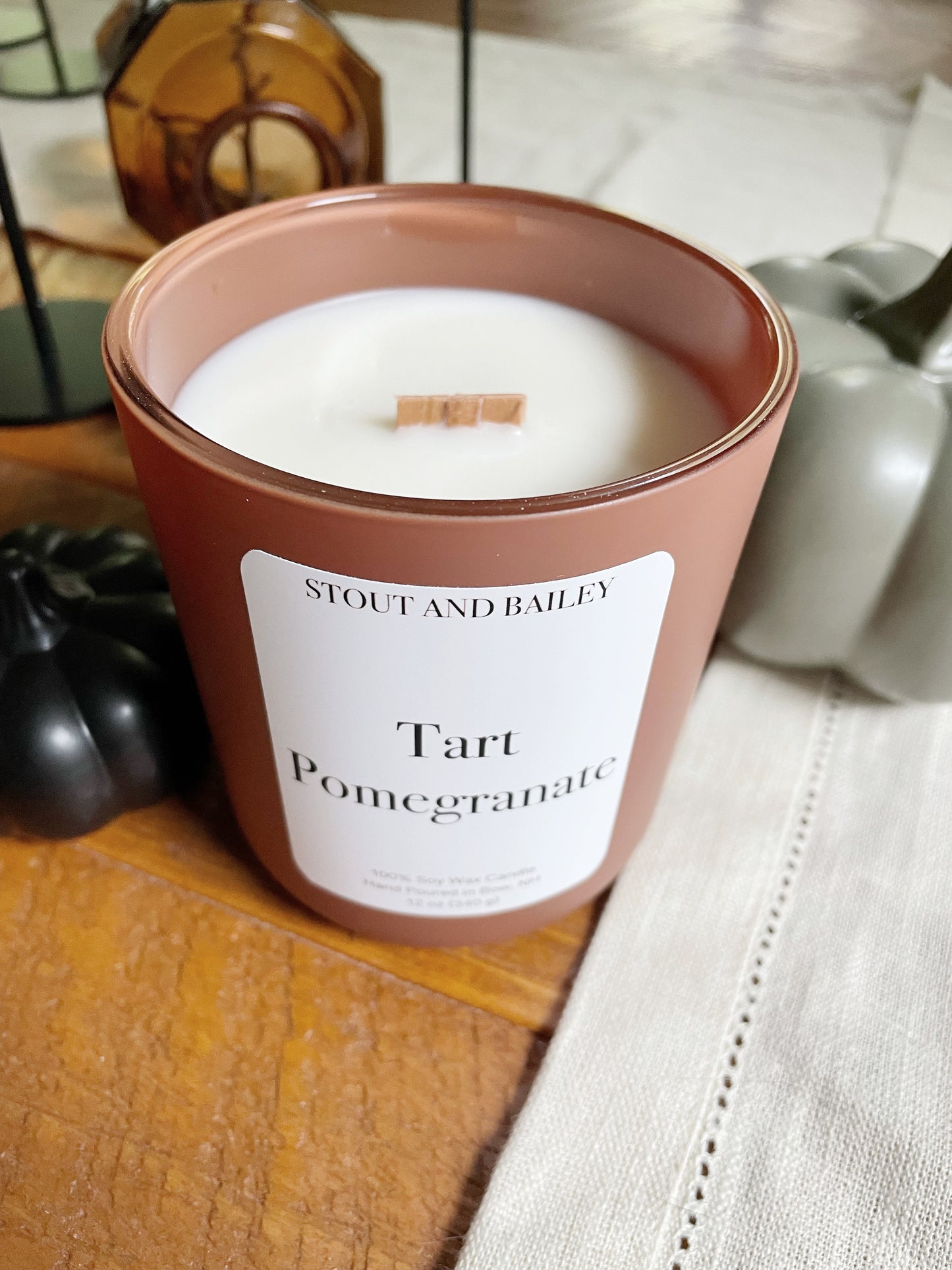 Tart Pomegranate 12 oz Wood Wick Soy Candle