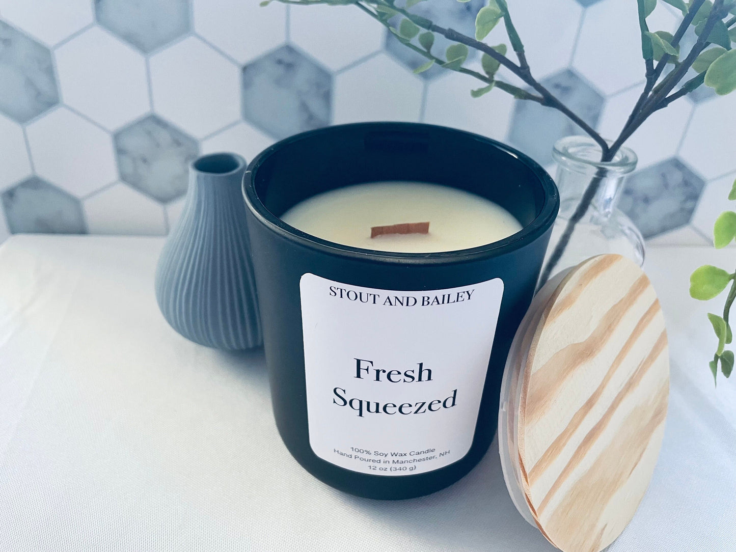 Fresh Squeezed Wood Wick Soy Candle | 12 oz Hand-poured Wood Wick Soy Candle | Spring Candle | 100% Soy Wax Candle | Crackling Wood Wick