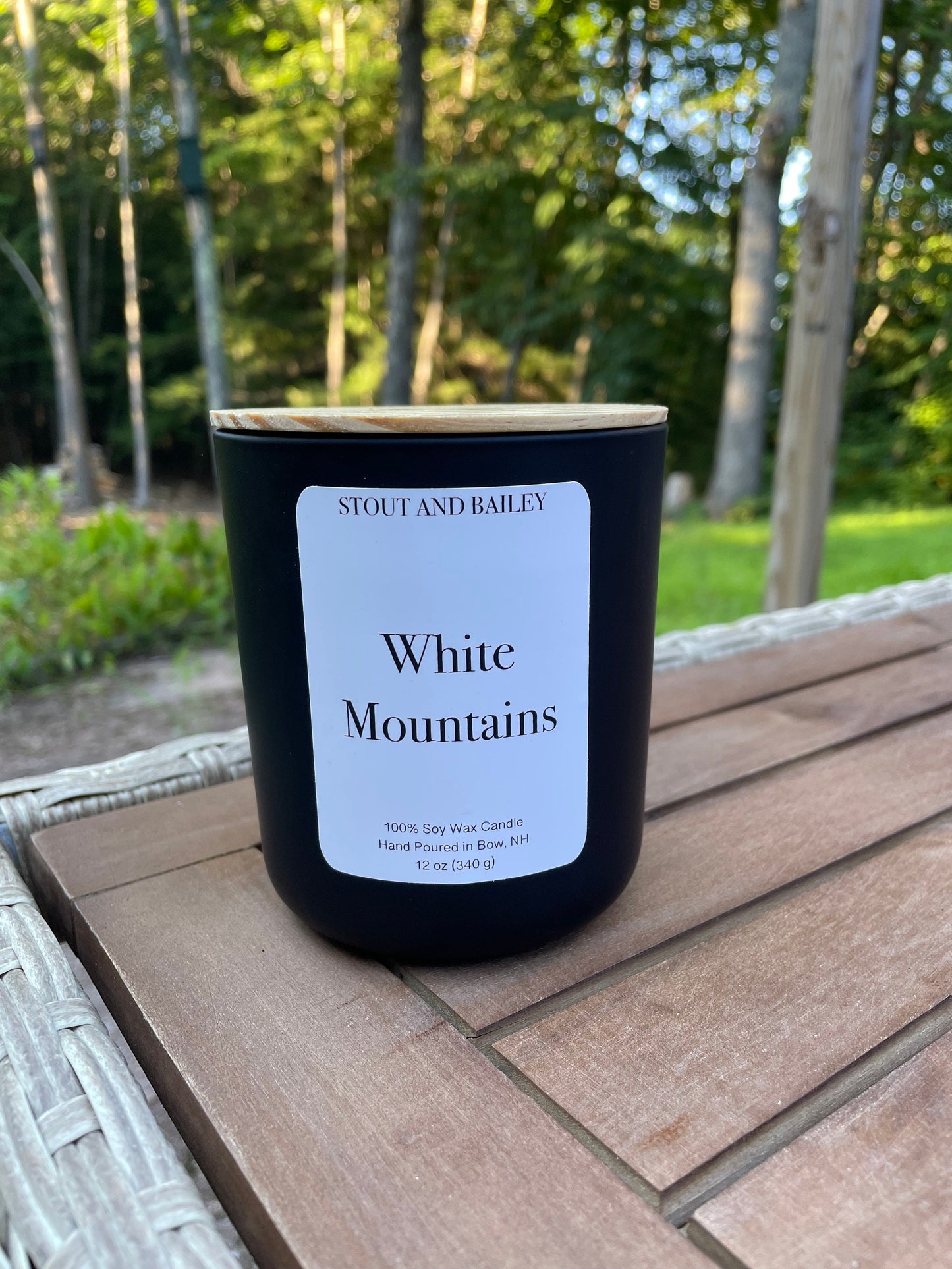 White Mountains Wood Wick Soy Candle | Hand-poured Soy Candle | Crackling Wood Wick Fall Candle | 100% Soy Wax Candle