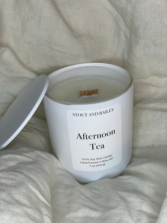 Afternoon Tea Wood Wick Soy Candle | 7 oz Hand-poured Wood Wick Soy Candle | Spring Candle | 100% Soy Wax Candle | Crackling Wood Wick