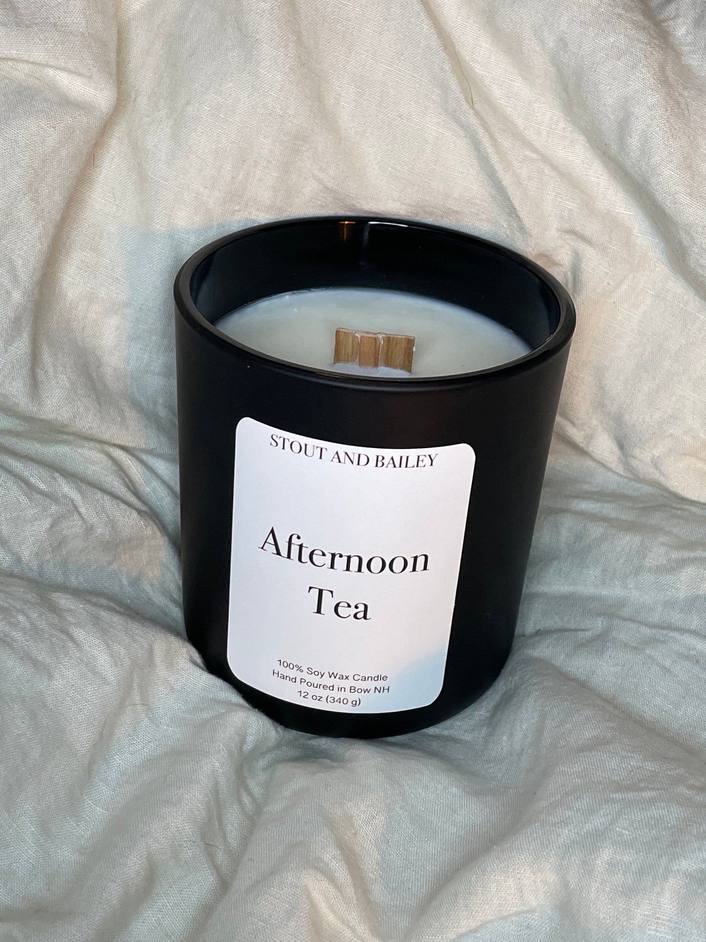 Afternoon Tea Wood Wick Soy Candle | 12 oz Hand-poured Wood Wick Soy Candle | Spring Candle | 100% Soy Wax Candle | Crackling Wood Wick