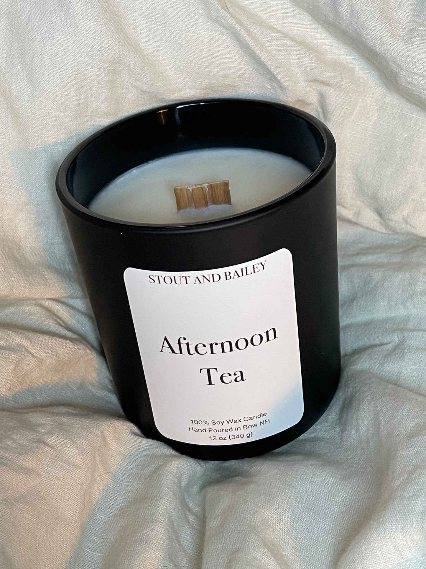 Afternoon Tea Wood Wick Soy Candle | 12 oz Hand-poured Wood Wick Soy Candle | Spring Candle | 100% Soy Wax Candle | Crackling Wood Wick