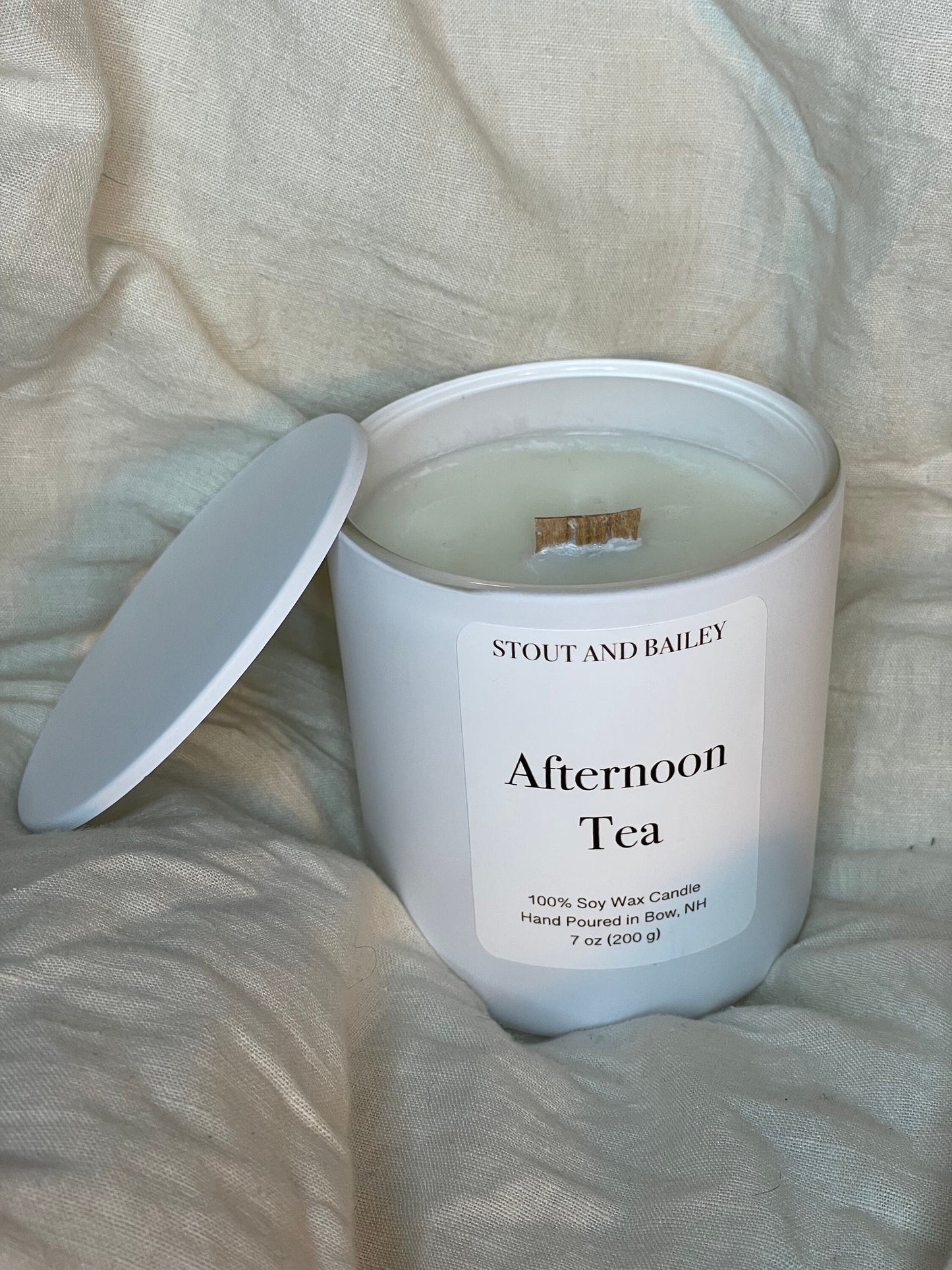 Afternoon Tea Wood Wick Soy Candle | 7 oz Hand-poured Wood Wick Soy Candle | Spring Candle | 100% Soy Wax Candle | Crackling Wood Wick