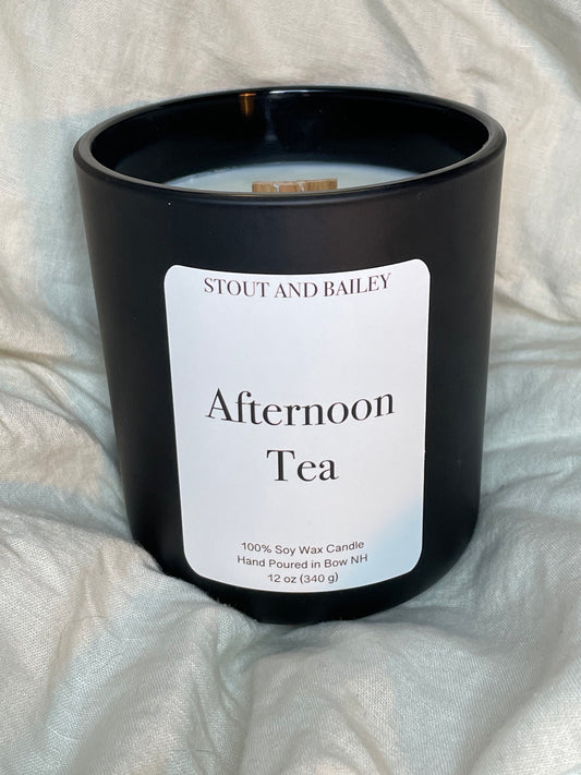 Afternoon Tea Wood Wick Soy Candle | 12 oz Hand-poured Wood Wick Soy Candle | Spring Candle | 100% Soy Wax Candle | Crackling Wood Wick