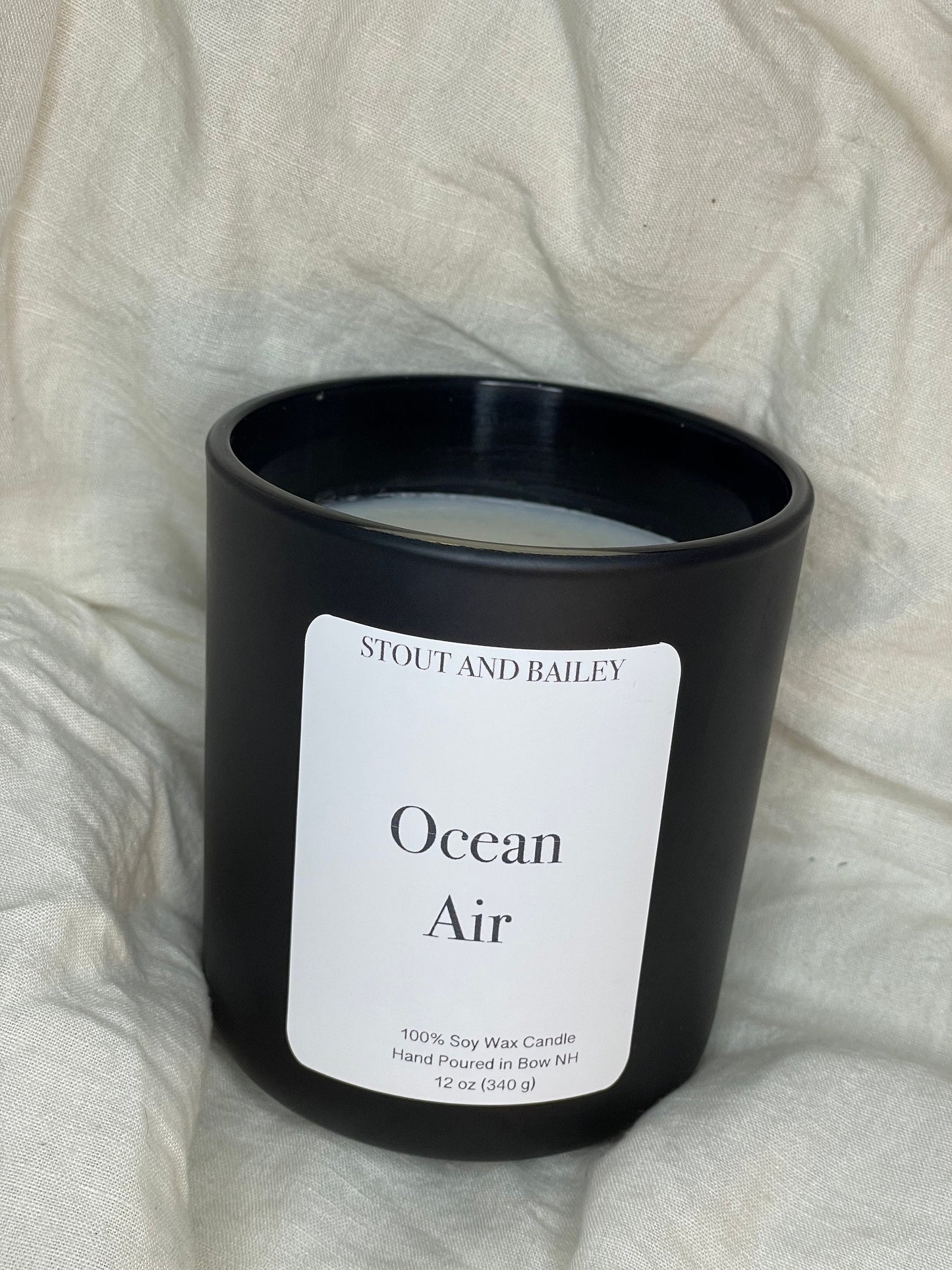 Ocean Air 12 oz Wood Wick Soy Candle | 12 oz Hand-poured Soy Candle | Crackling Wood Wick Summer Candle | 100% Soy Wax Candle