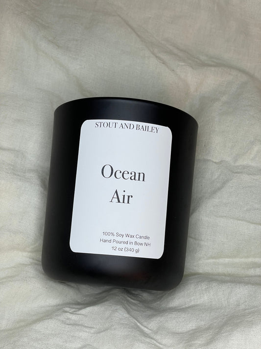 Ocean Air 12 oz Wood Wick Soy Candle | 12 oz Hand-poured Soy Candle | Crackling Wood Wick Summer Candle | 100% Soy Wax Candle