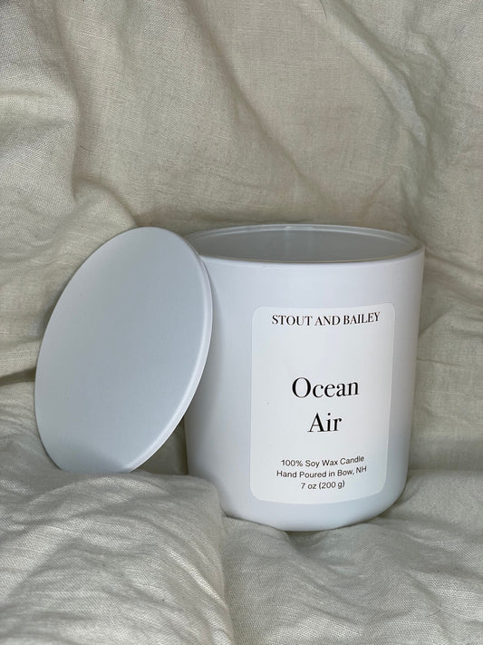 Ocean Air 7 oz Wood Wick Soy Candle | Hand-poured Soy Candle | Crackling Wood Wick Summer Candle | 100% Soy Wax Candle