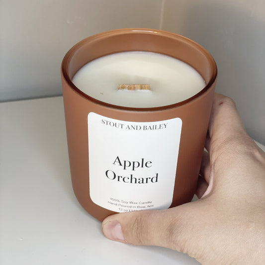 Apple Orchard 12 oz Wood Wick Soy Candle | Hand-Poured Soy Candle | Crackling Wood Wick Fall Scented Candle | 100% Soy Wax Candle