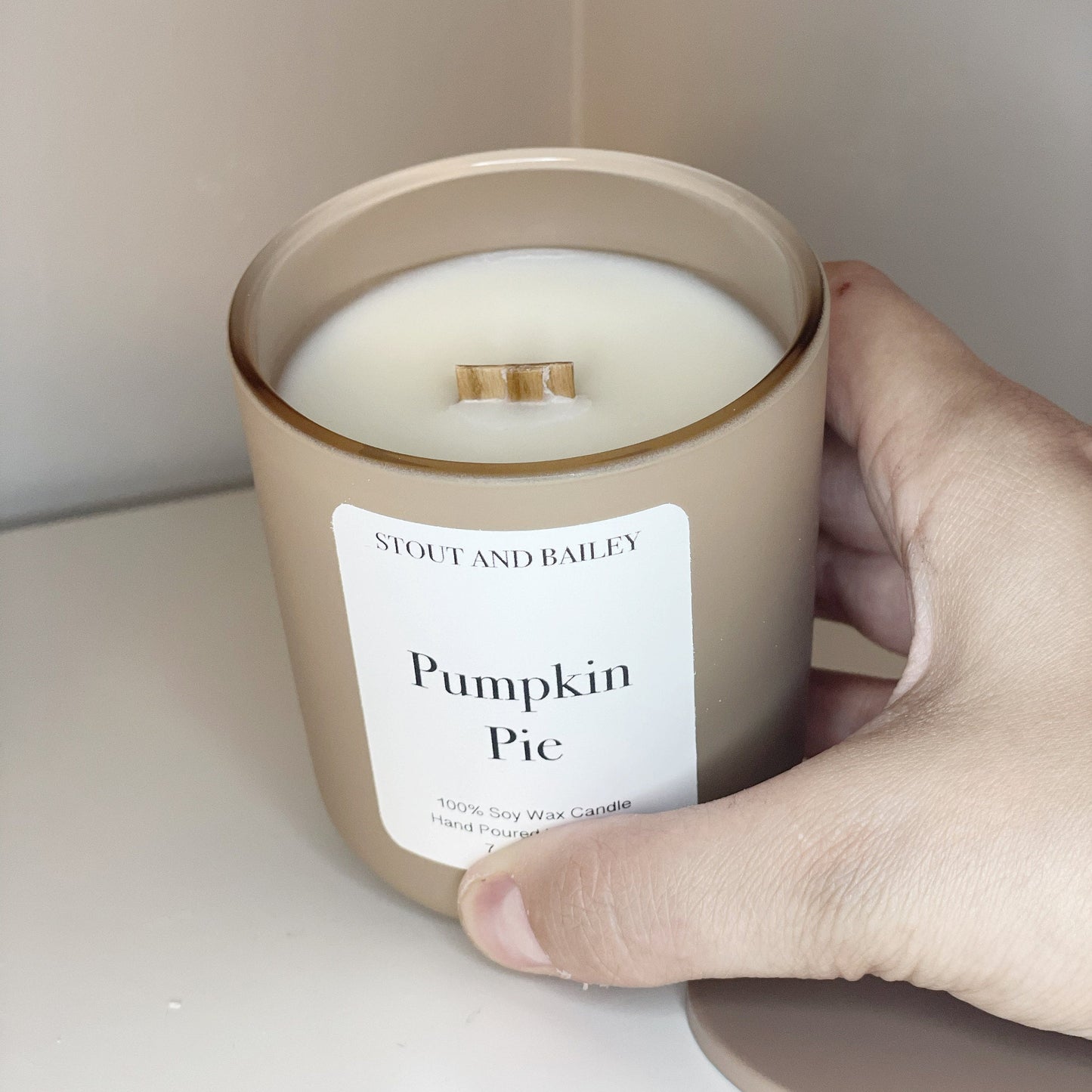 Pumpkin Pie 7 oz Wood Wick Soy Candle | Hand-Poured Soy Candle | Crackling Wood Wick Fall Scented Candle | 100% Soy Wax Candle