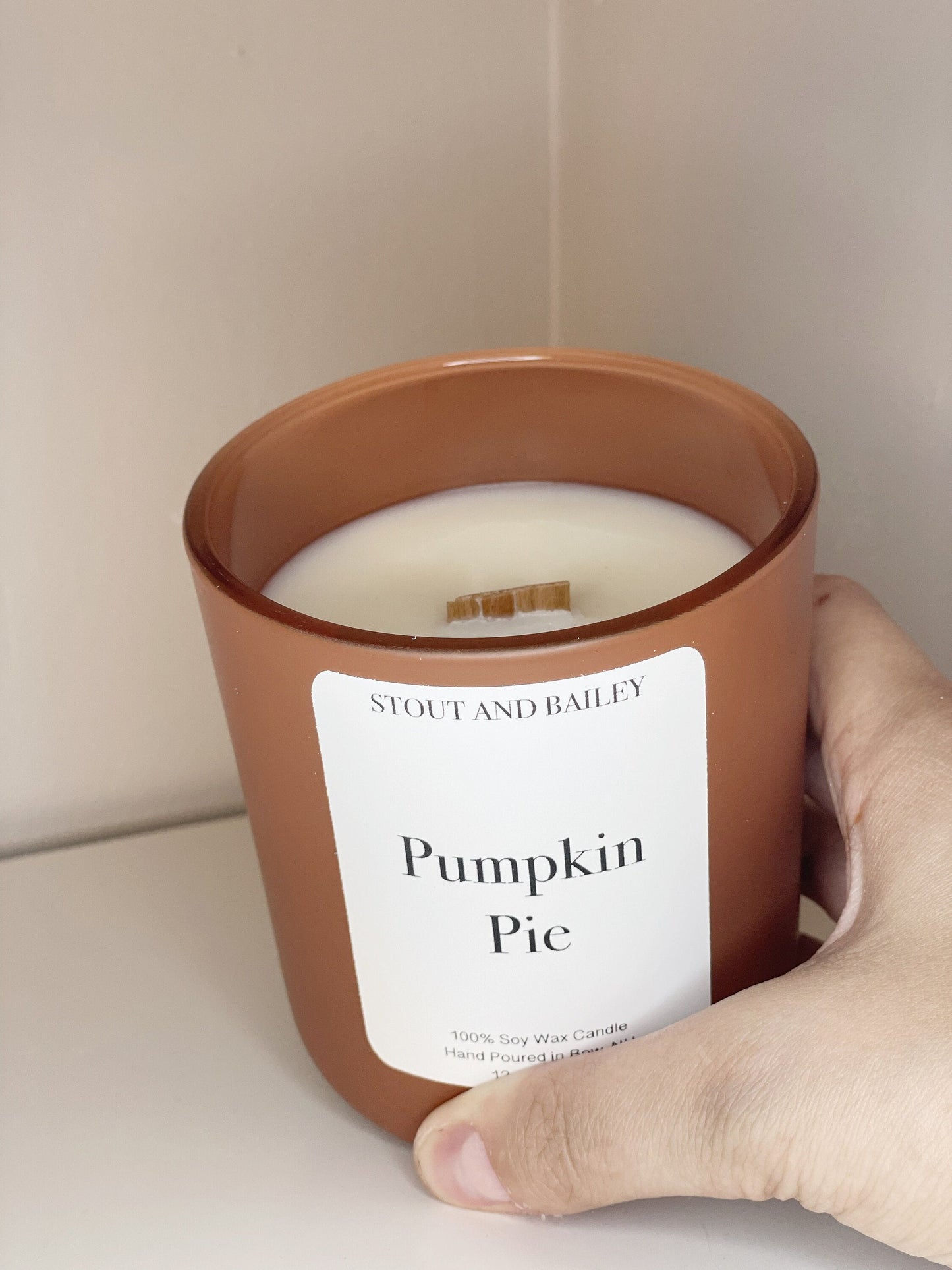 Pumpkin Pie 12 oz Wood Wick Soy Candle | Hand-Poured Soy Candle | Crackling Wood Wick Fall Scented Candle | 100% Soy Wax Candle