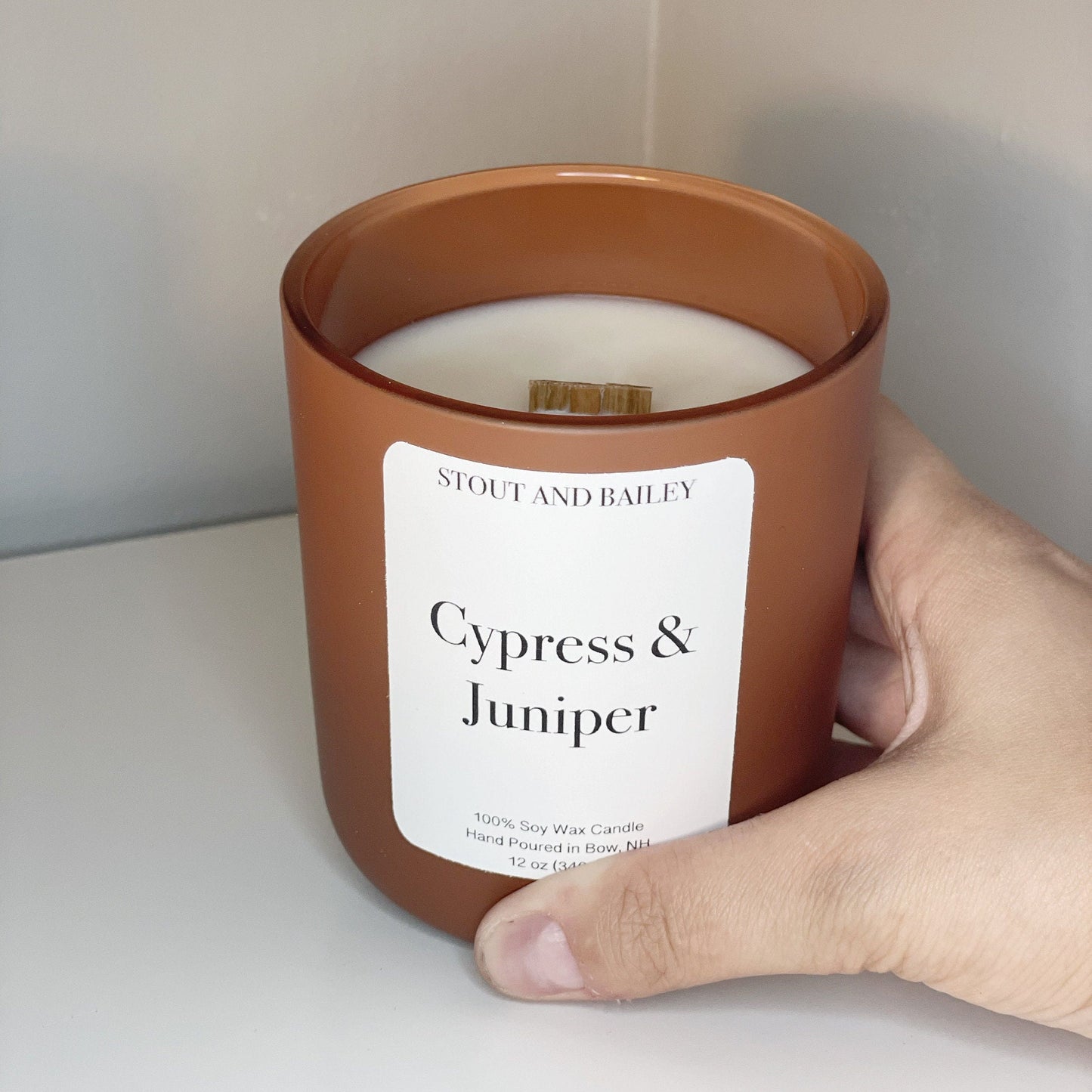 Cypress & Juniper 12 oz Wood Wick Soy Candle | Hand-Poured Soy Candle | Crackling Wood Wick Fall Scented Candle | 100% Soy Wax Candle